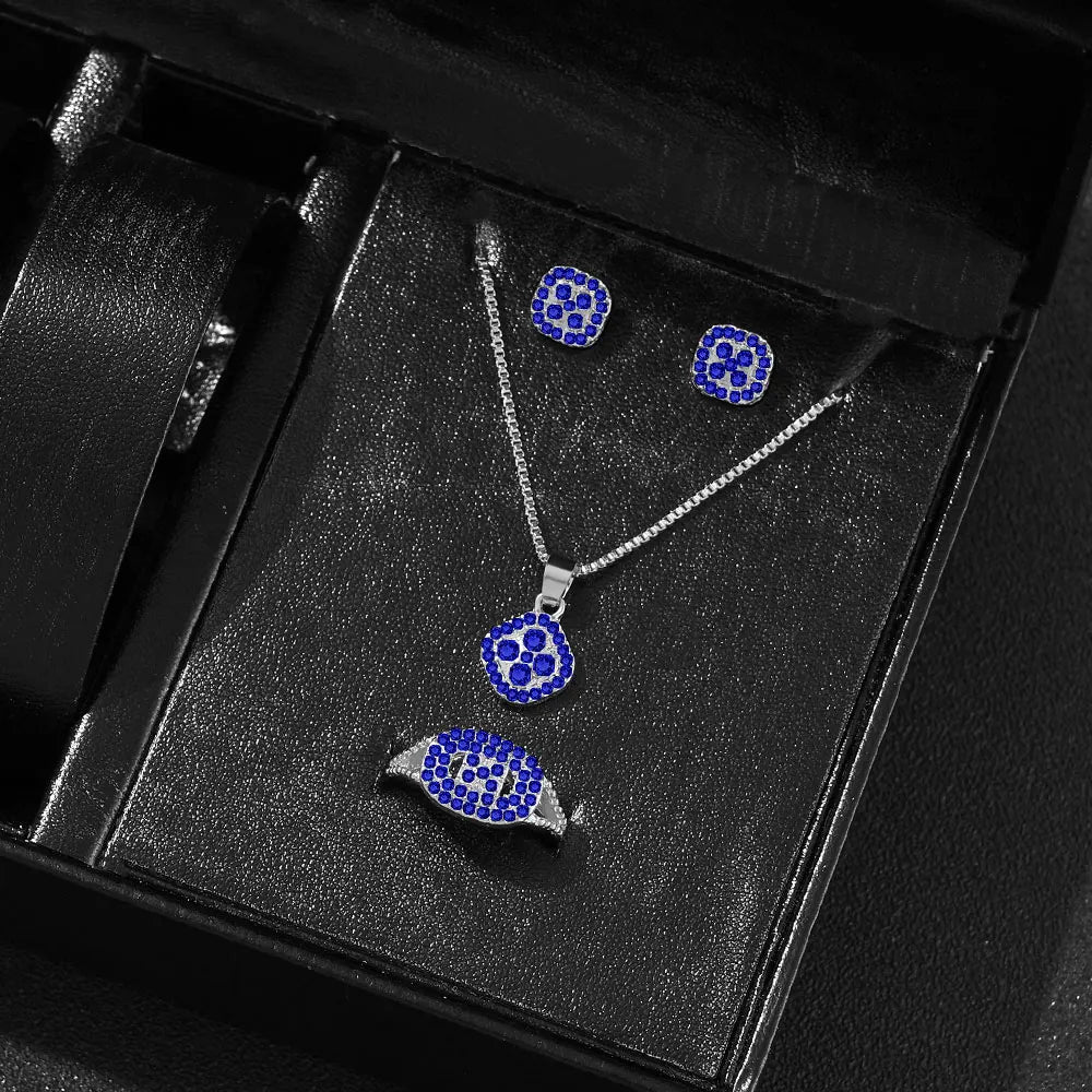 Luxury Cube Jewelry Set - Elegant Women's Necklace, Earrings & Ring Set - Perfect Gift for Valentine's Day & Christmas