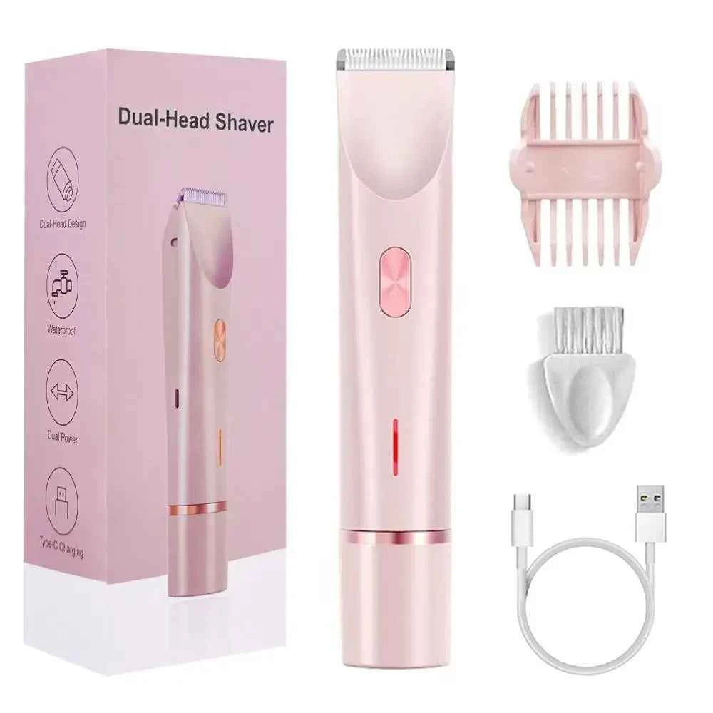 2025 Waterproof Electric Bikini Trimmer - Rechargeable Mini Women Hair Remover with Double Headed Design