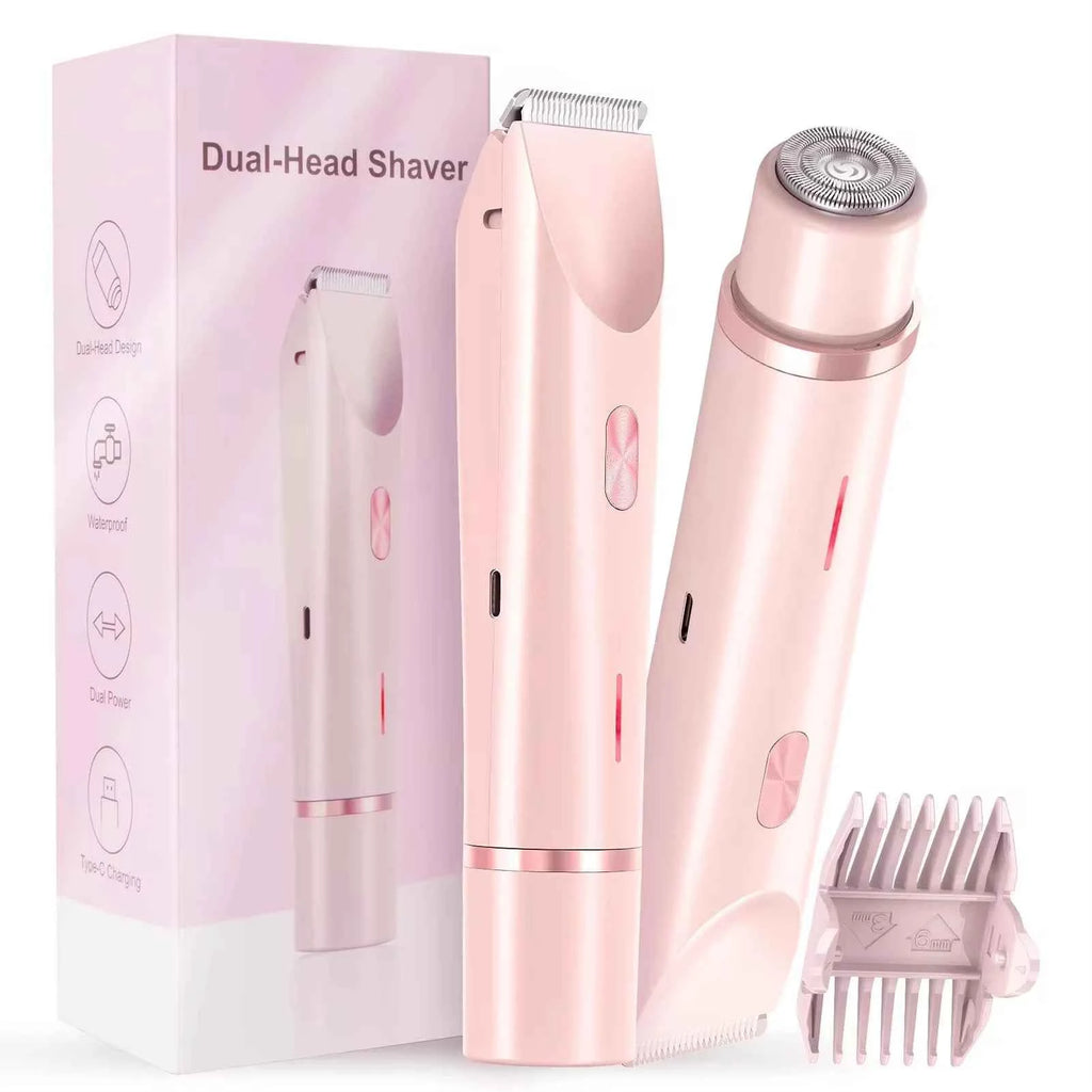 2025 Waterproof Electric Bikini Trimmer - Rechargeable Mini Women Hair Remover with Double Headed Design