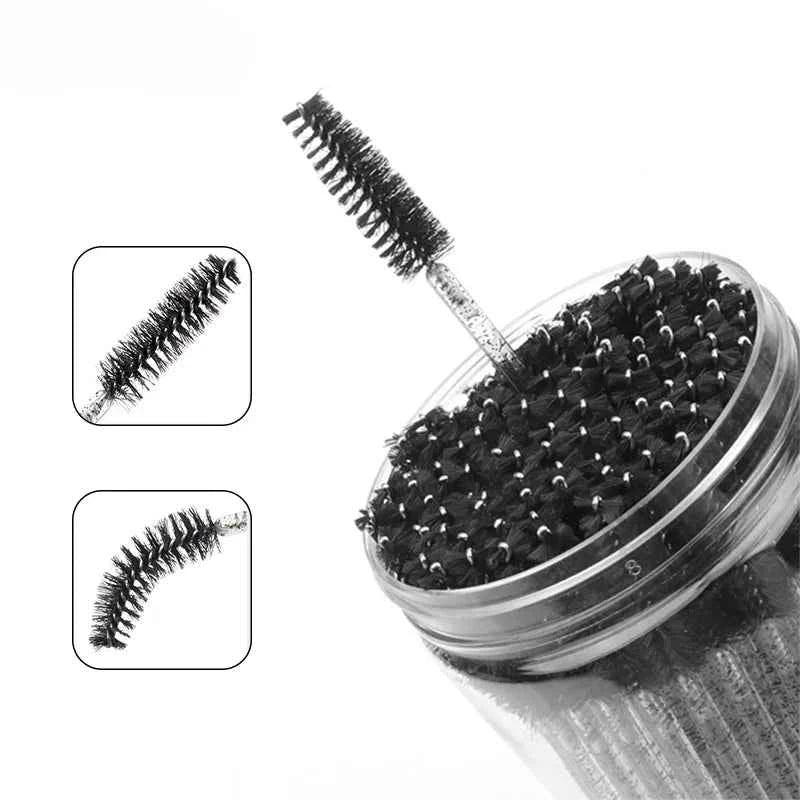 CNKESS Disposable Eyelash Extension Wands - 50Pcs/Bottle Glitter Micro Lash Brushes Spoolie with Container Case Wholesale