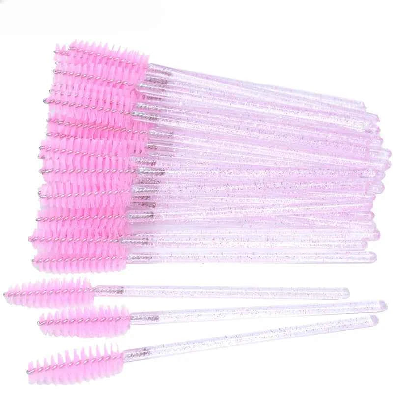 CNKESS Disposable Eyelash Extension Wands - 50Pcs/Bottle Glitter Micro Lash Brushes Spoolie with Container Case Wholesale