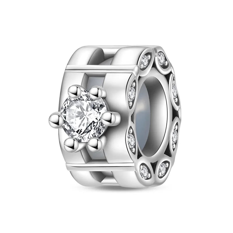 100% 925 Sterling Silver Butterfly Charm with Rainbow Zircon Colorful Dragon Shaped Silicone Stopper for DIY Bracelets Jewelry