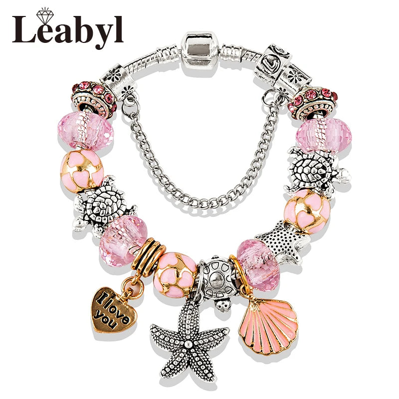 Valentine's Heart Crystal Bracelet - Elegant Pink Charm Bracelet for Loved Ones