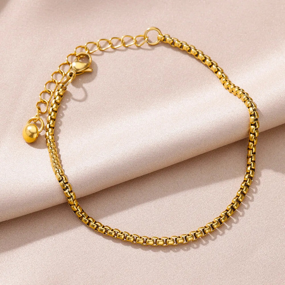 Gold Anklet for Women - Summer Beach Accessories Stainless Steel Imitation Pearl Chain Leg Bracelets Bodychain Gifts