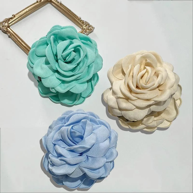 French Fabric Rose Hair Clips - Elegant Hair Claw Clips for Women and Girls, Stylish Barrette and Hair Accessories Gift