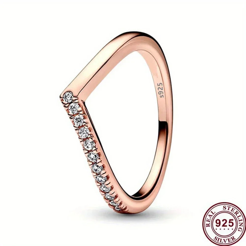 925 Sterling Silver Princess & Crystal Rings - Stunning 925 Sterling Silver Rings with Crystals