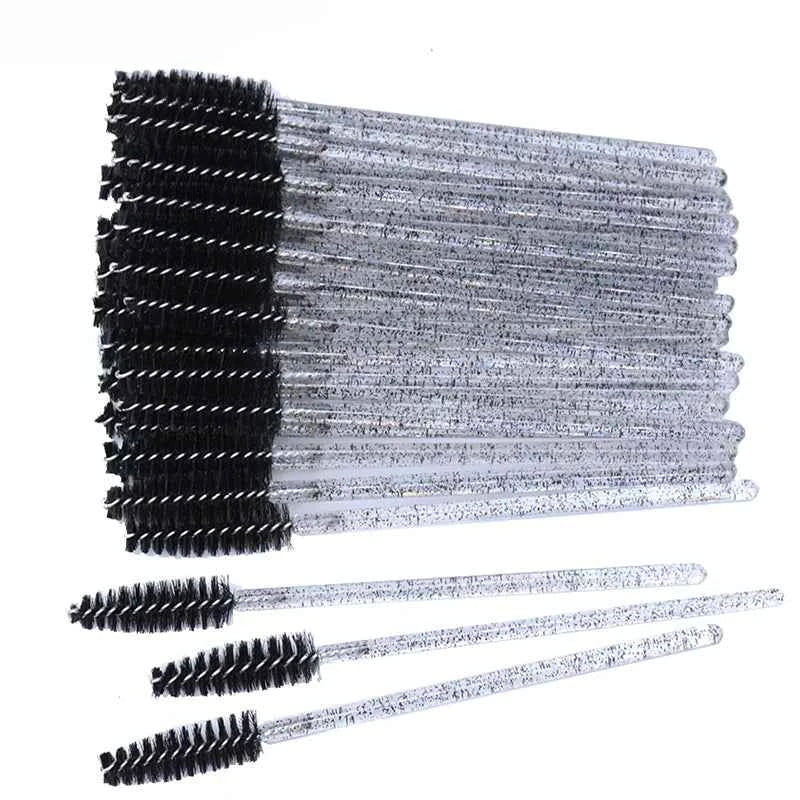 CNKESS Disposable Eyelash Extension Wands - 50Pcs/Bottle Glitter Micro Lash Brushes Spoolie with Container Case Wholesale