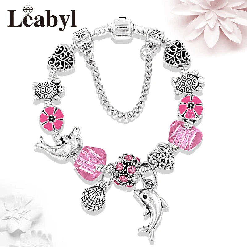 Valentine's Heart Crystal Bracelet - Elegant Pink Charm Bracelet for Loved Ones