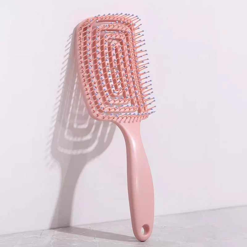 Elastic Massage Comb - 1Pcs Hollow Out Hair Brush for Scalp Massage, Detangling, and Fast Blow Drying Tool