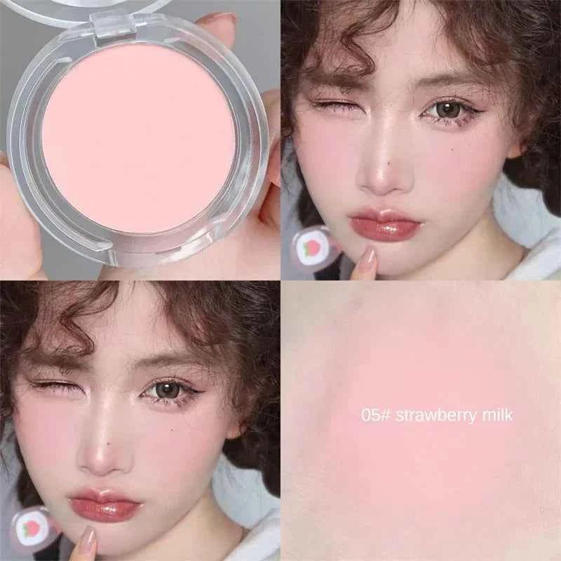 Monochrome Blush Powder - Matte Natural Cheek Color for Brightening, Waterproof Facial Contouring, and Soft Makeup