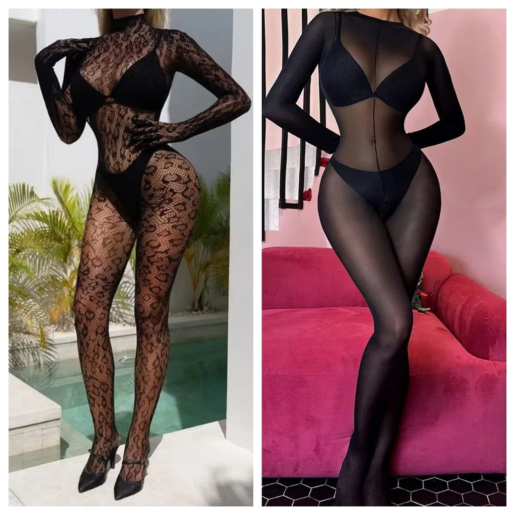 Simplejewel Women's Fishnet Bodysuit - Sexy See-through Jumpsuit Nightwear Lingerie Babydoll 1pcs/2pcs
