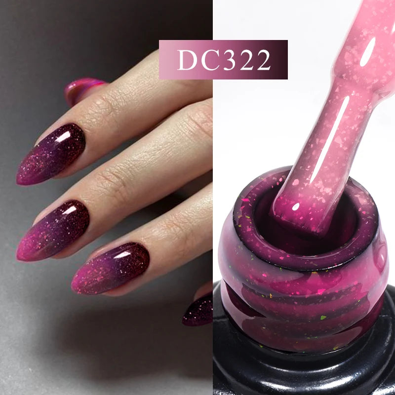 Mtssii 7ml Thermal Rubber Base Gel Nail Polish in Nude Purple Glitter - Long Lasting Manicure Art Varnish
