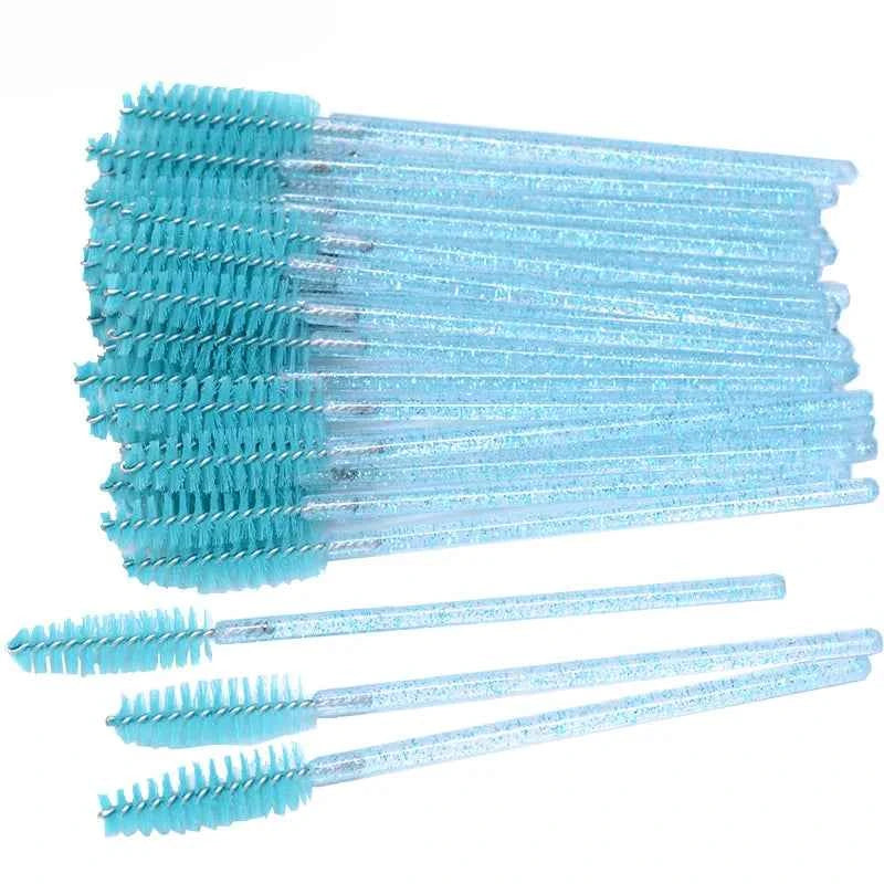 CNKESS Disposable Eyelash Extension Wands - 50Pcs/Bottle Glitter Micro Lash Brushes Spoolie with Container Case Wholesale