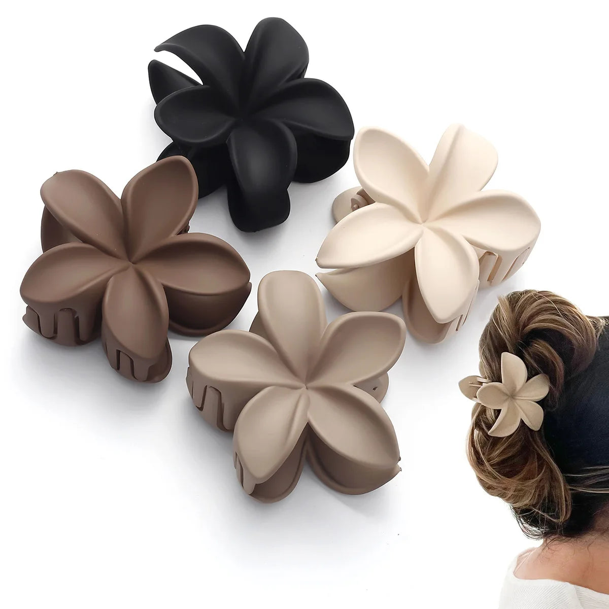 Large Flower Hair Claw Clips for Women - Fashion Hair Clamps, Sweet Matte Hairpins & Headwear Accessories