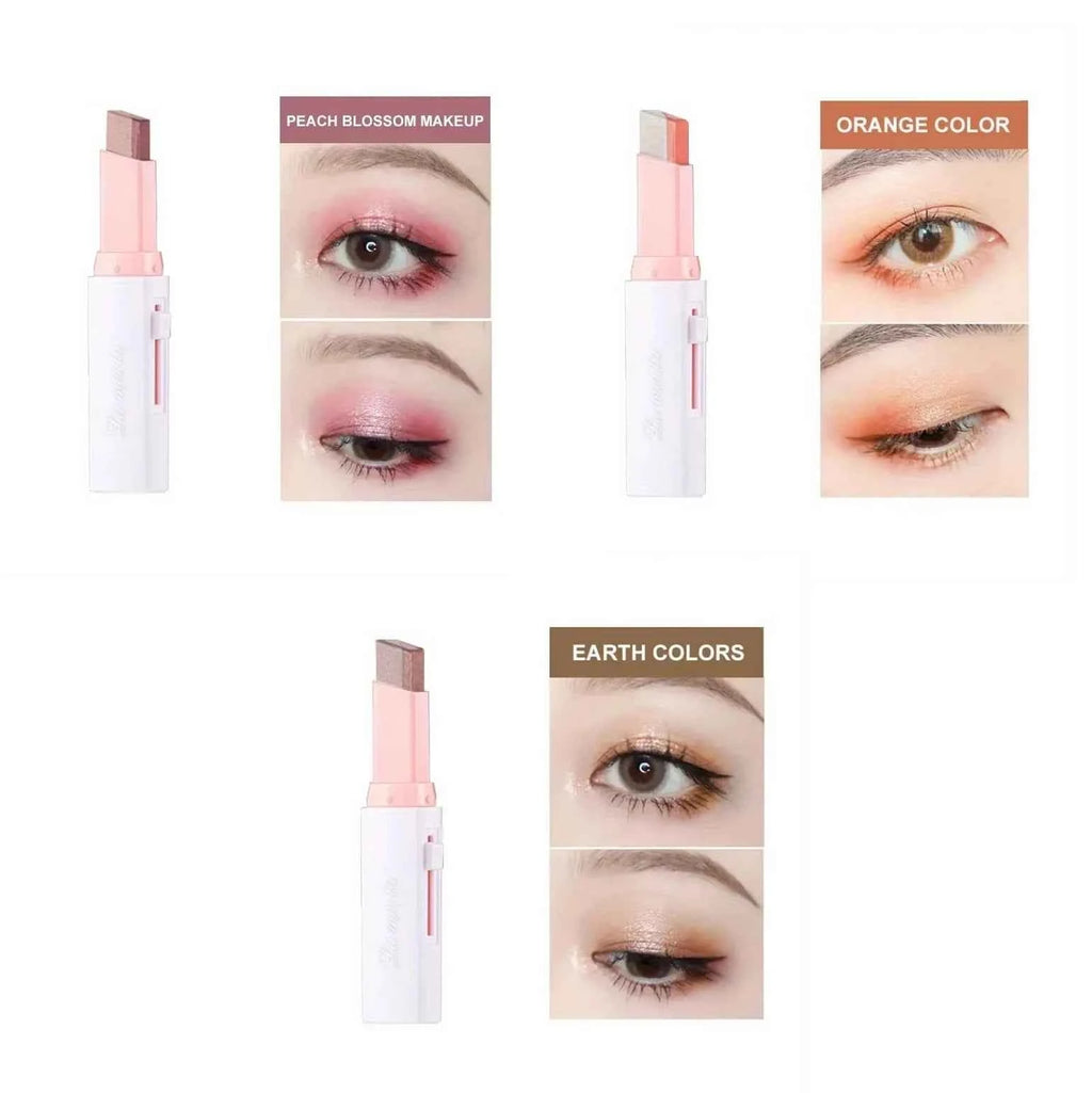 Two Color Gradient Eyeshadow Stick for Three Dimensional Natural Look Without Taking Off Makeup