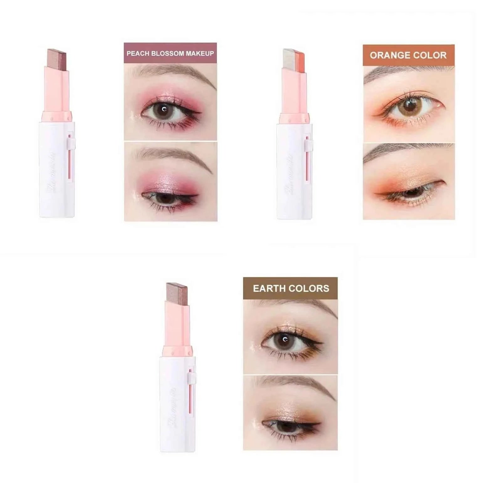 Two Color Gradient Eyeshadow Stick for Three Dimensional Natural Look Without Taking Off Makeup