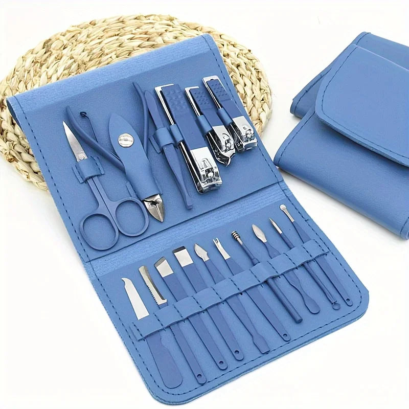 16pcs Nail Clippers Set with Cuticle Nippers and Travel Case - Professional Manicure and Pedicure Set - Allurra Store