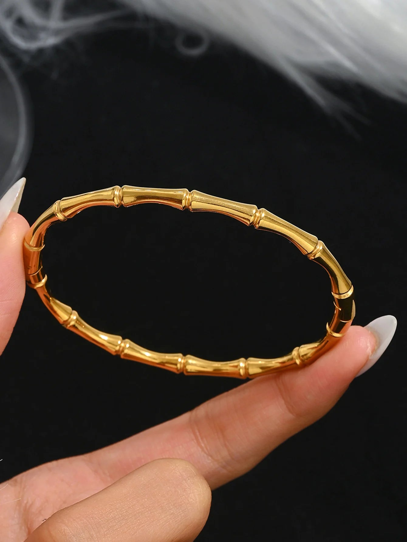 Stainless Steel Four-Leaf Clover Bracelet - Fashion Women's Nail Bangle Gold Bangles