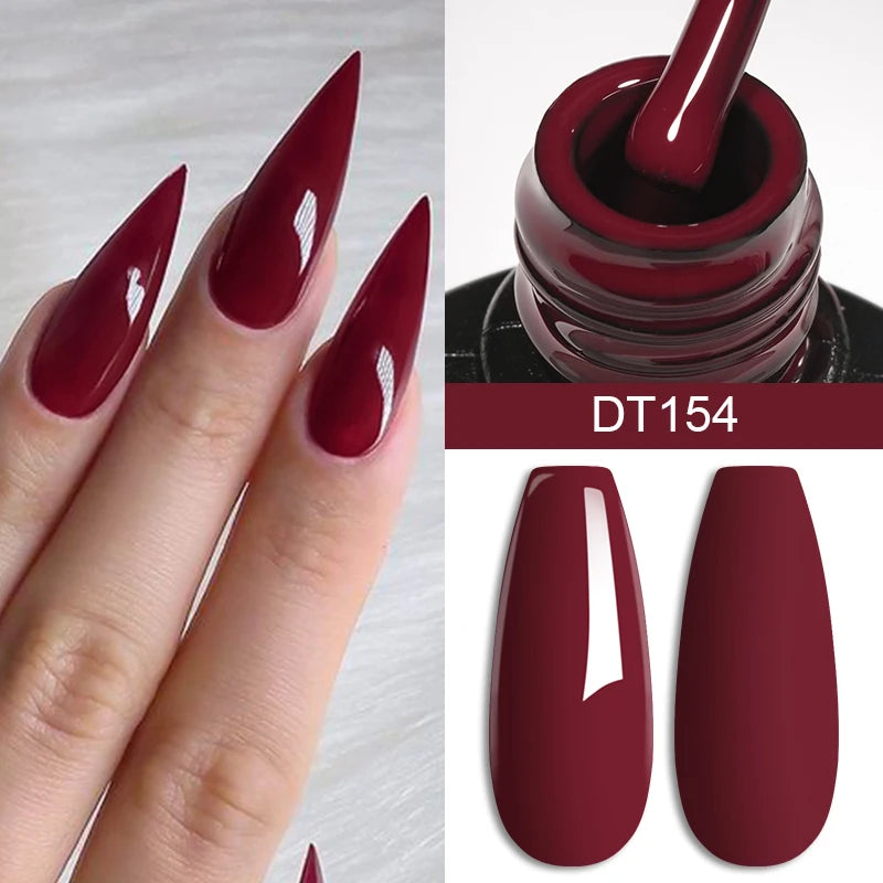 MEET ACROSS 7ml Red Gel Nail Polish - Crystal Semi Permanent Soak Off UV Gel Varnish for Stunning Nail Art Manicure with Matte Top Coat