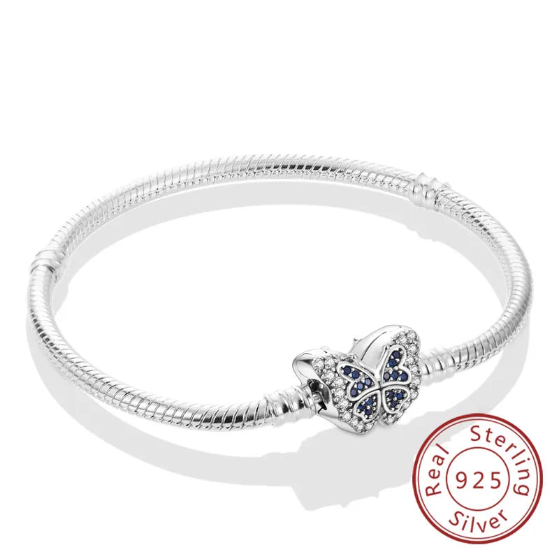 925 Silver Heart Charm Bracelet with Zirconia – Adjustable 17–20cm for Women’s Gift