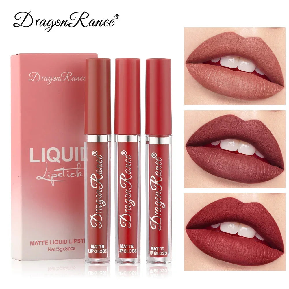 3 PCS Liquid Lipsticks Set - Long Lasting Waterproof Matte Lipsticks for Women - Korean Beauty Cosmetics - Allurra Store