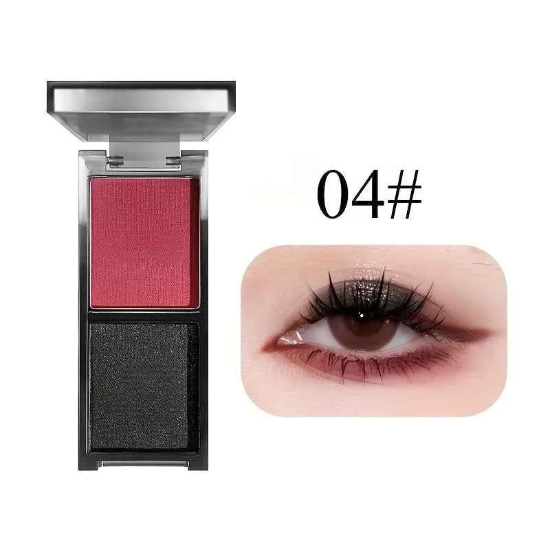 2-Color Red Black Smoky Eyeshadow - Matte & Shimmer Waterproof Dark Punk Halloween Makeup Glitter Pigment for Eyes