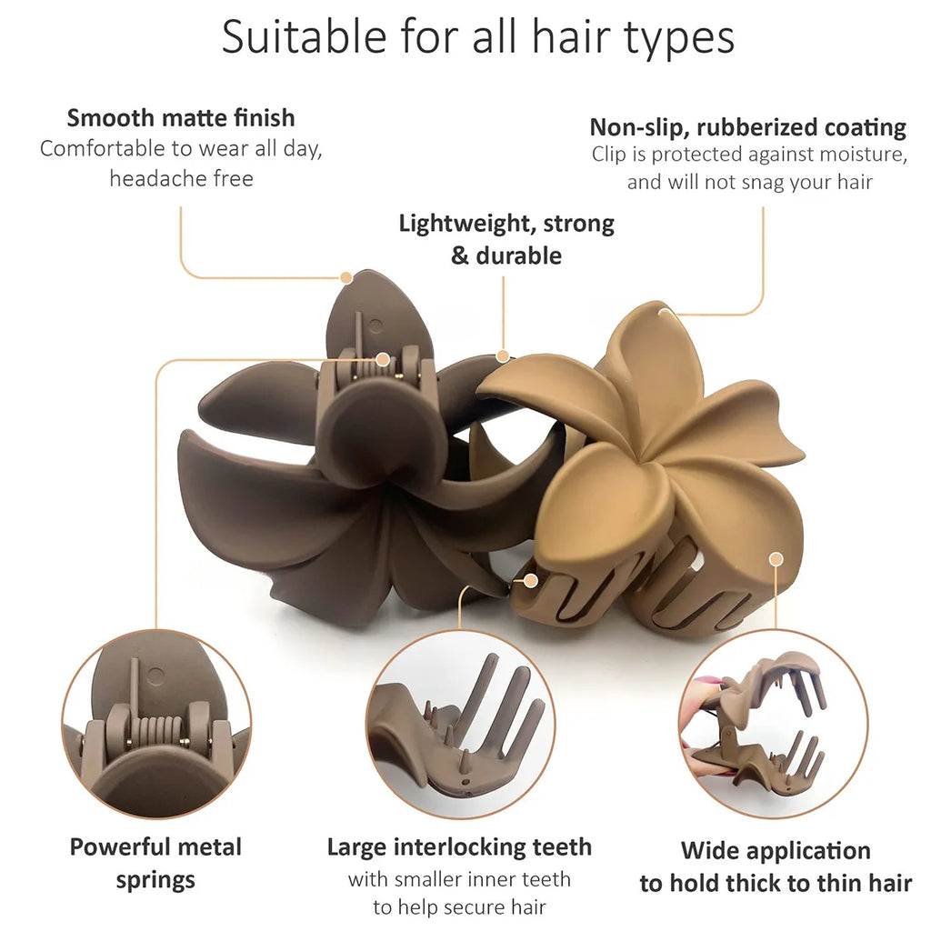 Large Flower Hair Claw Clips for Women - Fashion Hair Clamps, Sweet Matte Hairpins & Headwear Accessories