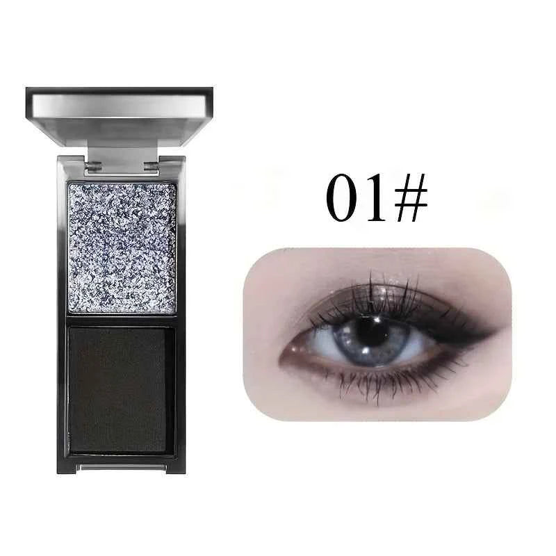 2-Color Red Black Smoky Eyeshadow - Matte & Shimmer Waterproof Dark Punk Halloween Makeup Glitter Pigment for Eyes