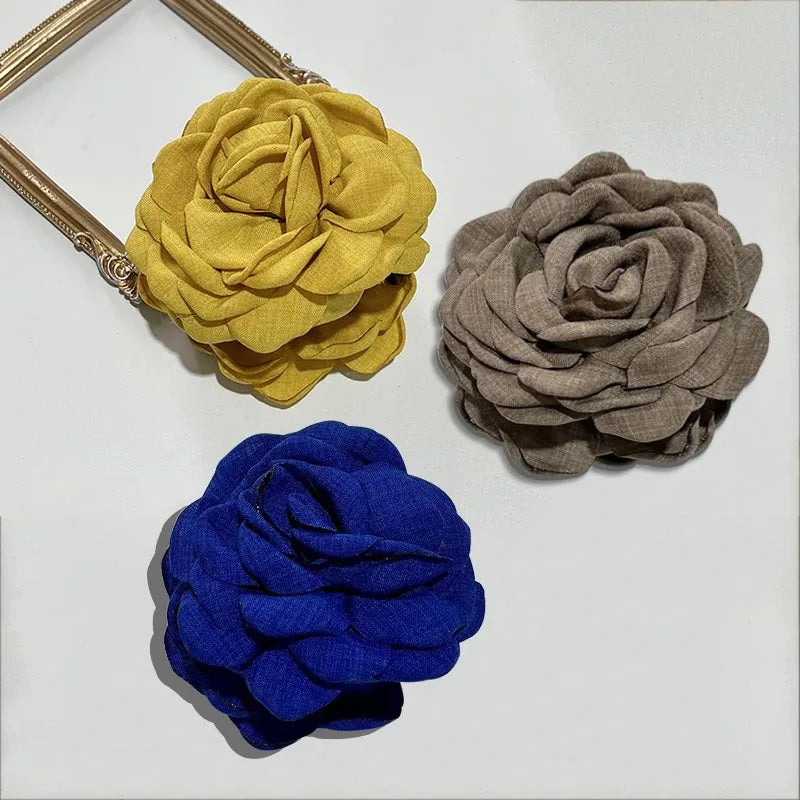 French Fabric Rose Hair Clips - Elegant Hair Claw Clips for Women and Girls, Stylish Barrette and Hair Accessories Gift