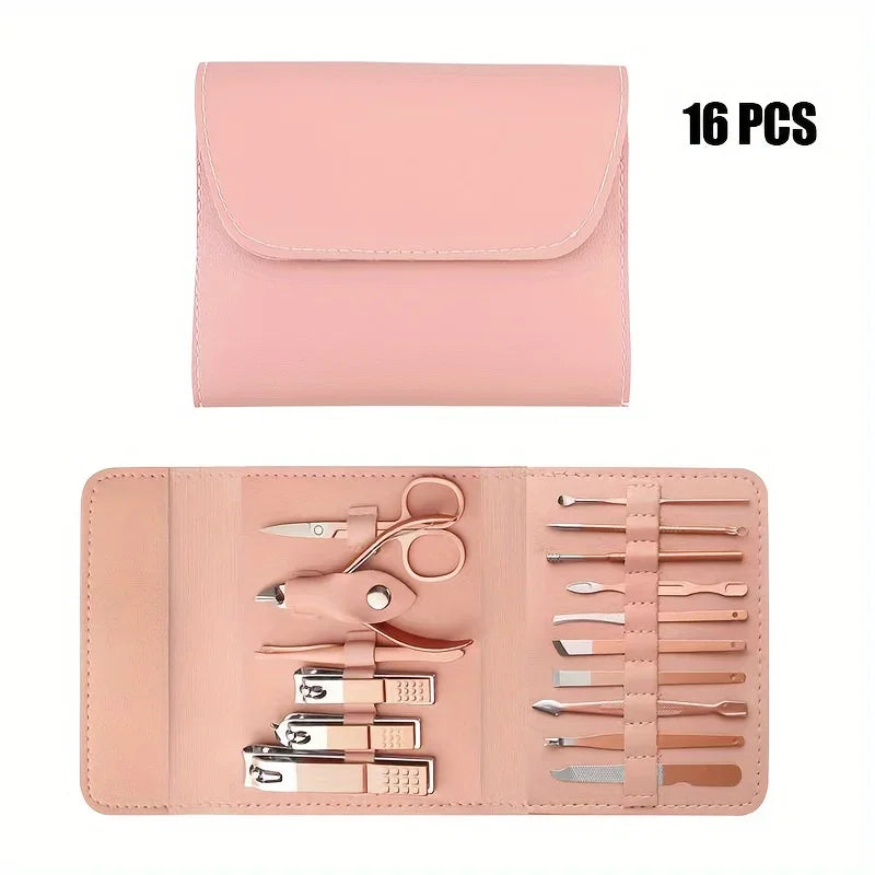 16pcs Nail Clippers Set with Cuticle Nippers and Travel Case - Professional Manicure and Pedicure Set - Allurra Store