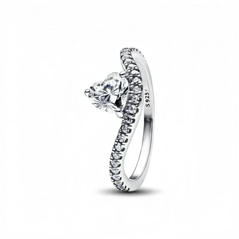 925 Sterling Silver Princess & Crystal Rings - Stunning 925 Sterling Silver Rings with Crystals