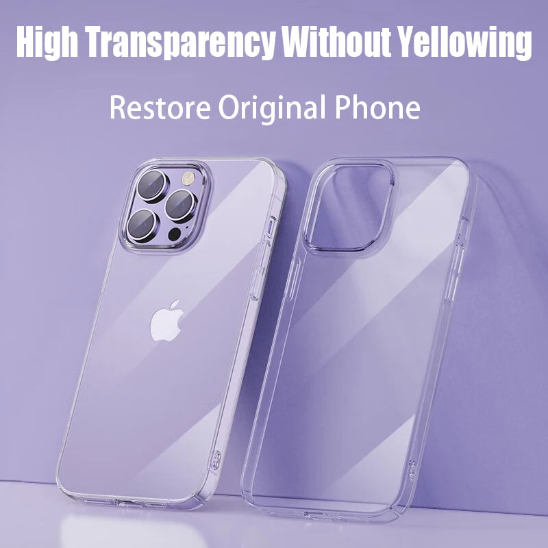 Back Cover Clear Transparent Phone Case for iPhone 16, 15, 14, 13, 12, 11, XS Max, XR, 8, 7 Plus - Soft TPU Silicone Clear Transparent Phone Case iPhone