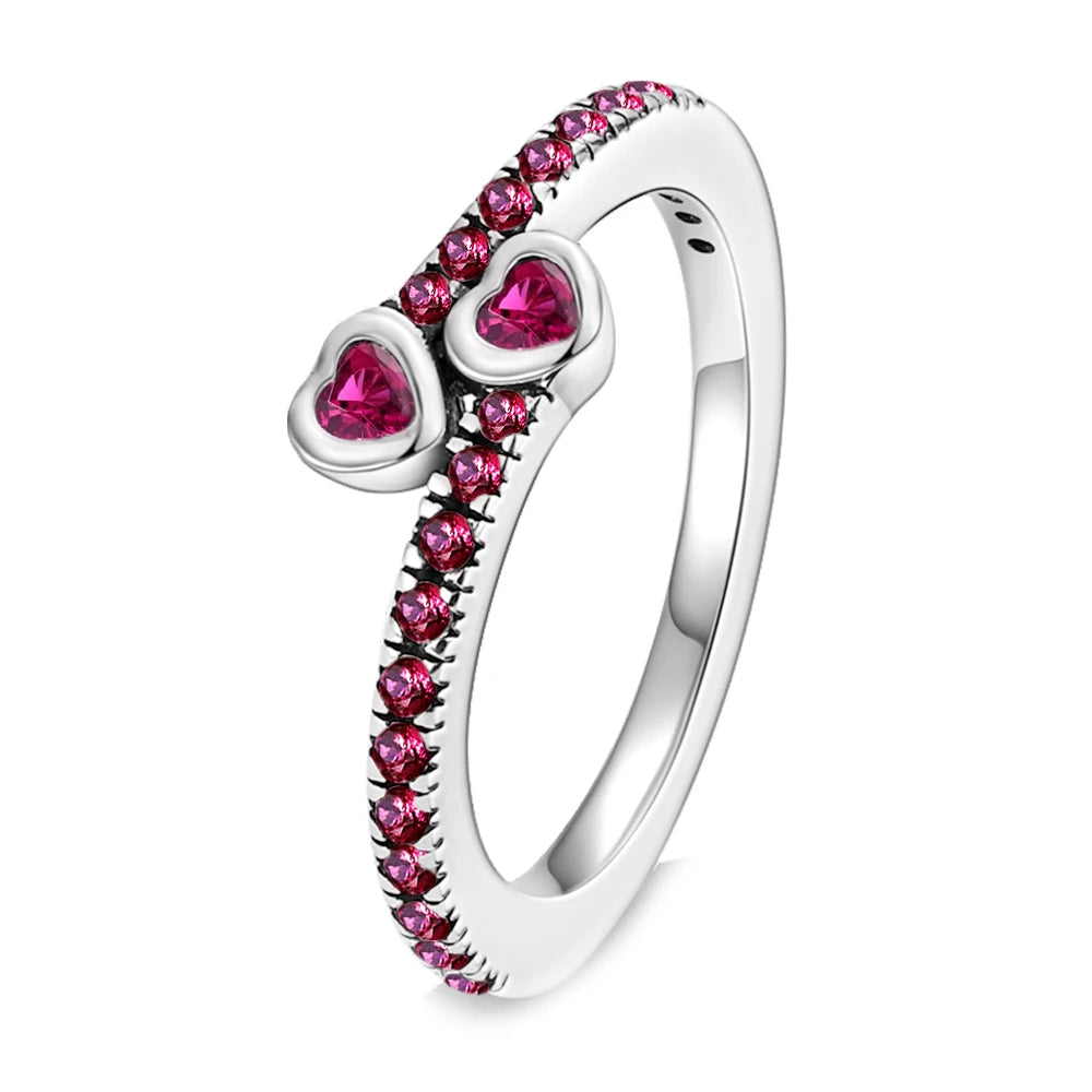 925 Sterling Silver Princess & Crystal Rings - Stunning 925 Sterling Silver Rings with Crystals