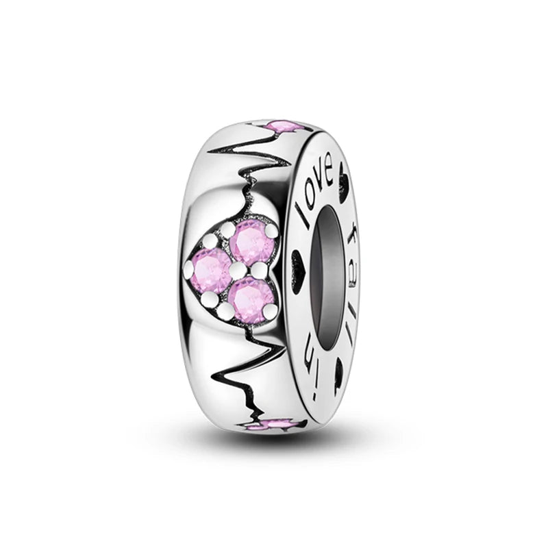 100% 925 Sterling Silver Butterfly Charm with Rainbow Zircon Colorful Dragon Shaped Silicone Stopper for DIY Bracelets Jewelry