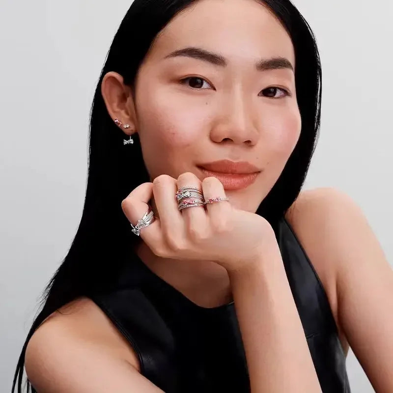 925 Sterling Silver Princess & Crystal Rings - Stunning 925 Sterling Silver Rings with Crystals