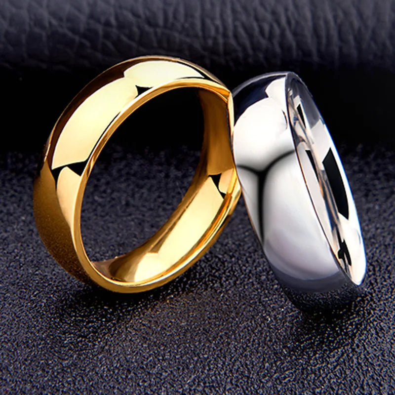 Simple 6mm Titanium Wedding Ring for Women and Men - High Polished Stainless Steel Couple Jewelry Gifts