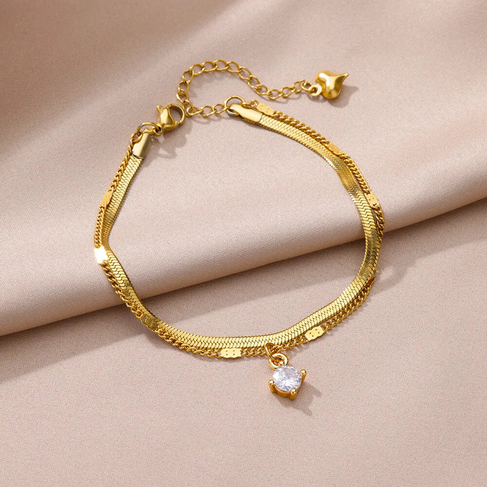 Gold Anklet for Women - Summer Beach Accessories Stainless Steel Imitation Pearl Chain Leg Bracelets Bodychain Gifts