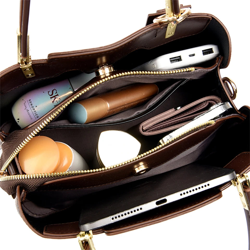 Luxury Leather Crossbody Bag – Fashion Print Large Capacity Soft Leather Women Shoulder Handbag and Purses