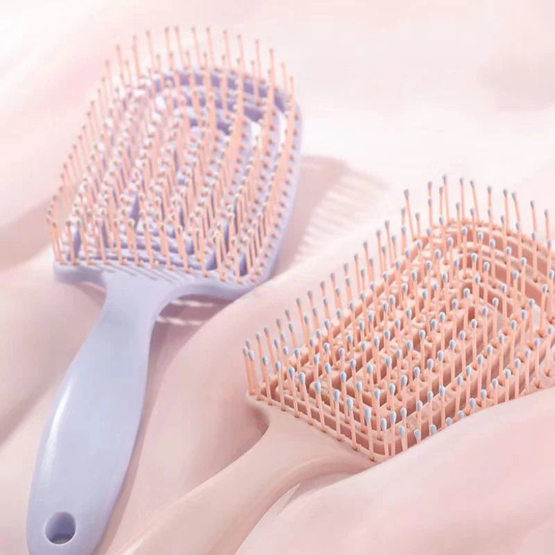 Elastic Massage Comb - 1Pcs Hollow Out Hair Brush for Scalp Massage, Detangling, and Fast Blow Drying Tool