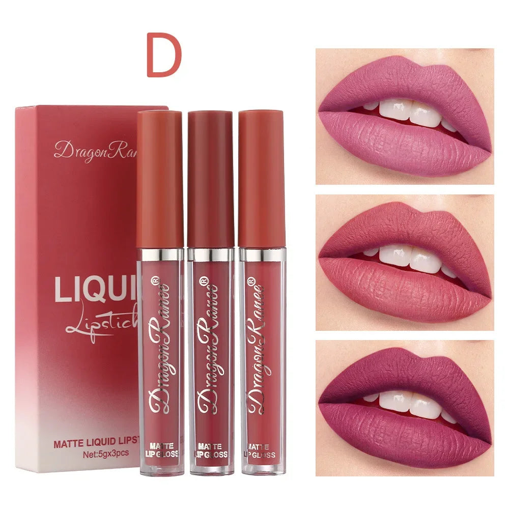 3 PCS Liquid Lipsticks Set - Long Lasting Waterproof Matte Lipsticks for Women - Korean Beauty Cosmetics - Allurra Store