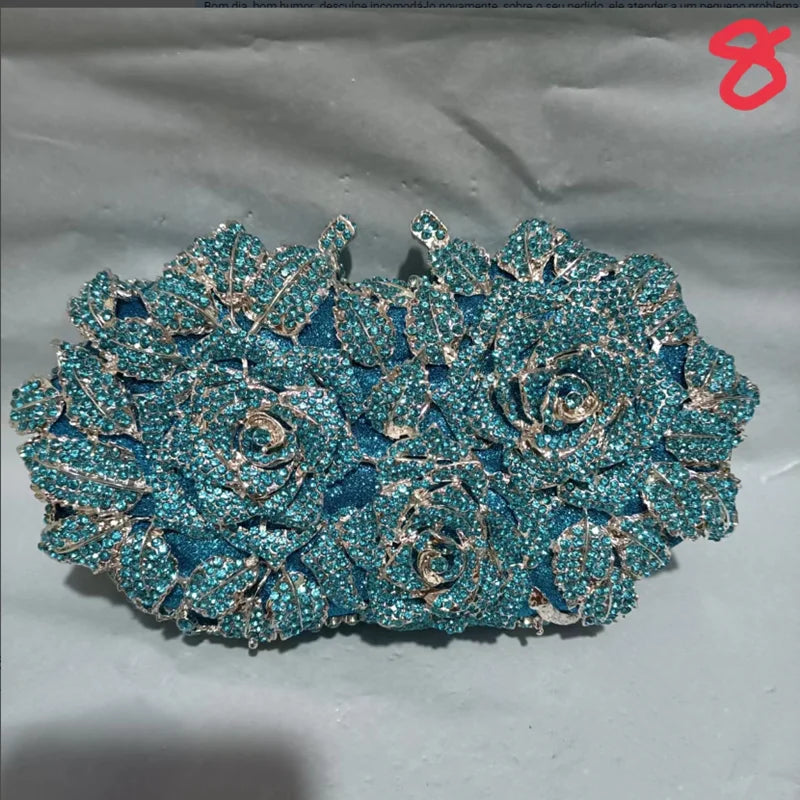 Golden Silver Crystal Clutch Bag for Women - Elegant Bridal Handbag for Wedding, Party & Cocktail Events