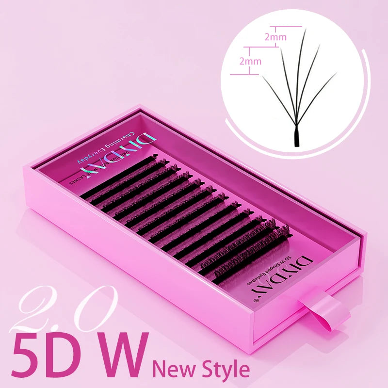 DIYDAY 5D W Shape Eyelash Extensions - Natural Soft Easy Fan Lashes in Different Lengths