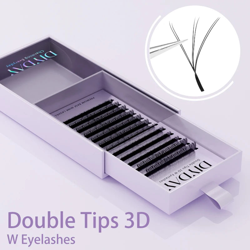 DIYDAY W-Shape Eyelash Extensions - 3D to 8D Premade Fan Bloom Effect Lashes for Natural Soft Beauty Makeup