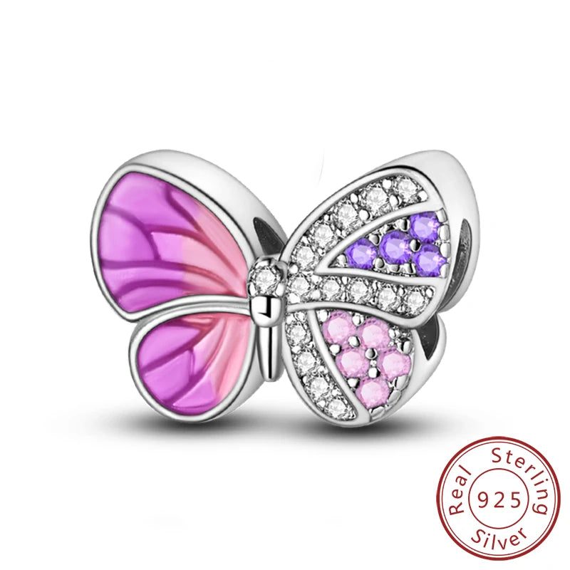 925 Sterling Silver Butterfly Charm - Firefly & Glow Charm for Bracelets