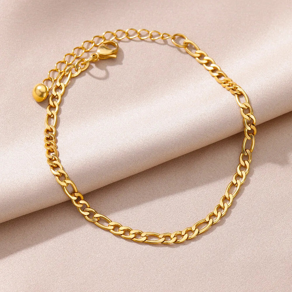 Gold Anklet for Women - Summer Beach Accessories Stainless Steel Imitation Pearl Chain Leg Bracelets Bodychain Gifts