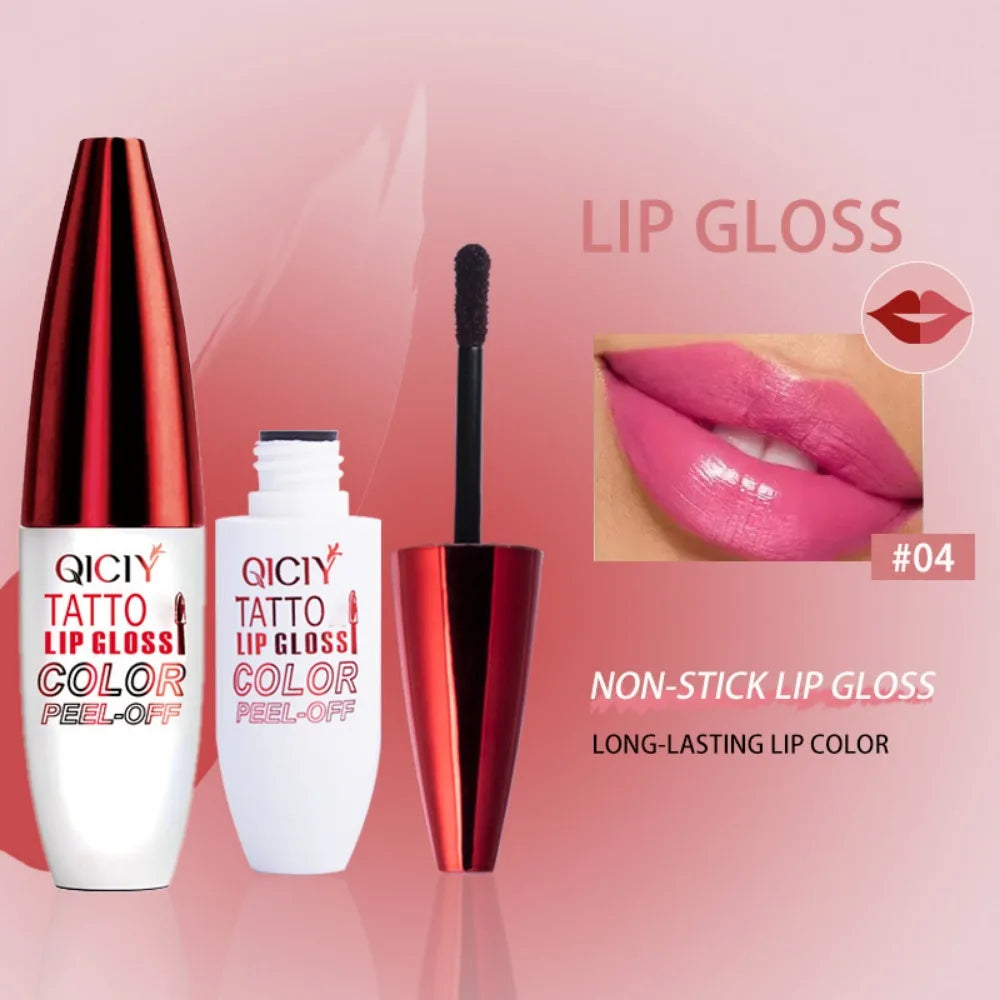4 Color Liquid Peel-off Lip Gloss Waterproof Long-lasting Matte Lipstick Non-stick Cup Moisturizing Lip Tattoo Pigment for All-Day Wear - Allurra Store