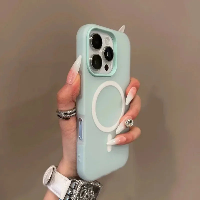 Luxury Candy Color MagSafe Case 2 in 1 for iPhone 16 15 14 13 12 17 Pro Max Plus - Magnetic Wireless Charge Clear Matte Soft Cover