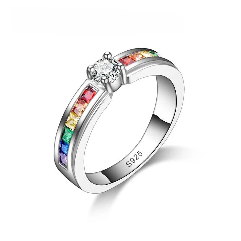 925 Sterling Silver Rainbow Ring – Women’s Wedding & Engagement Jewelry
