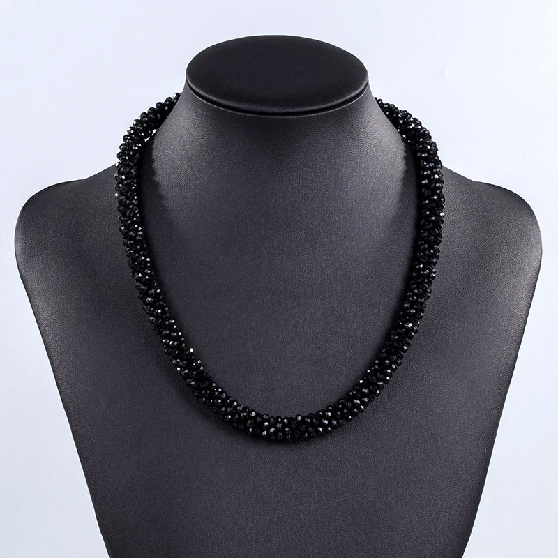 Handmade Crystal Necklace - INKDEW Beads Threading Faceted Short Necklace for Women Gift, Multicolor Choker Statement NE002