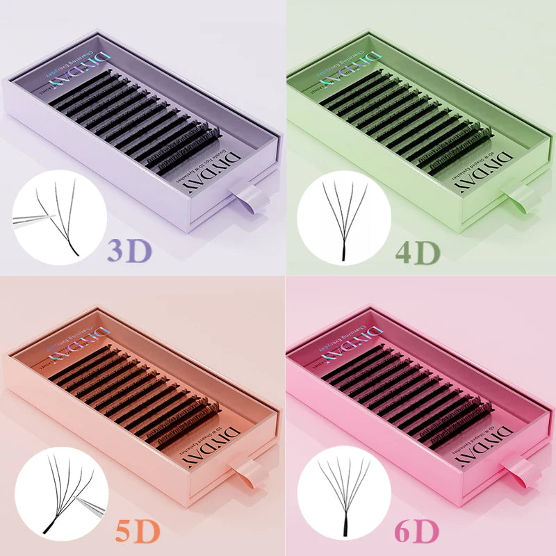 DIYDAY W-Shape Eyelash Extensions - 3D to 8D Premade Fan Bloom Effect Lashes for Natural Soft Beauty Makeup